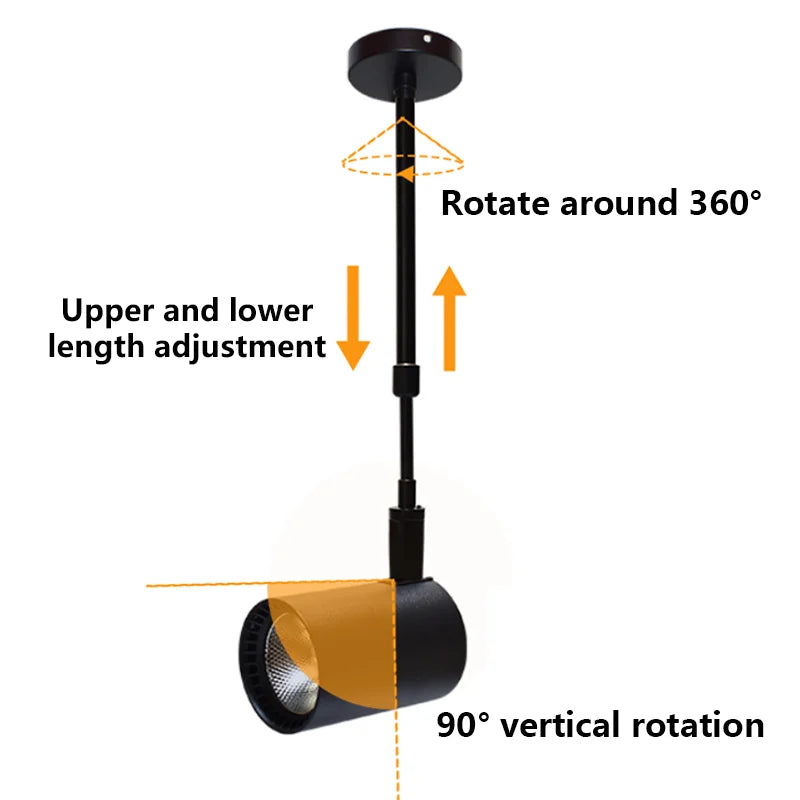 Telescopic Adjustable Arm COB LED Wall Spotlight 7W 12W 20W 30W Black White AC 90-260V