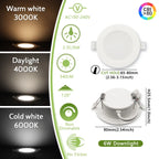 2-Pack LED Recessed Downlight 6W-24W 3-CCT AC 100-240V Ceiling Spot Warm Natural Cool White