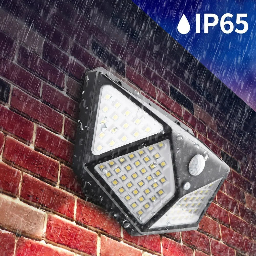 Solar LED Outdoor Wall Light 100 LED PIR Motion Sensor IP65 Waterproof 4-Mode Garden