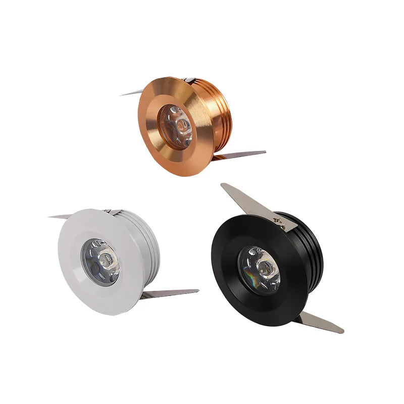 Dimmable Mini LED Recessed Downlight 1W 3W Polished Chrome Aluminum 35mm Cutout AC 85-265V Ceiling Spot Bedroom