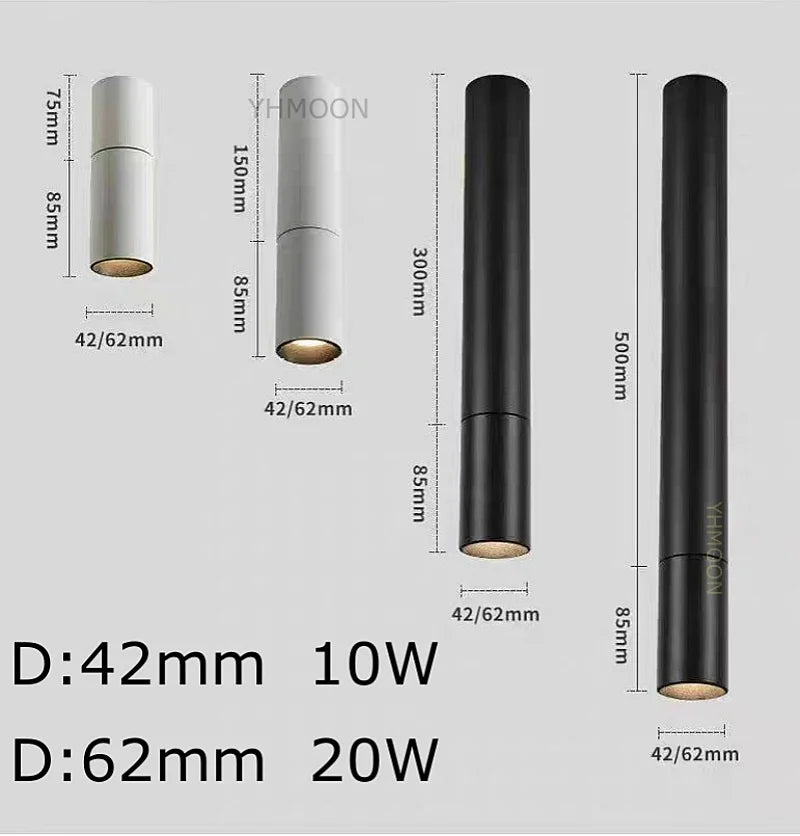 10W 20W OSRAM COB Rotatable Foldable LED Surface Spotlight CRI 92+ 24° Dimmable AC 85-265V