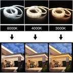 IP67 LED Strip Light 120 LEDs/m SMD2835 9-13W/m CRI 80+ DC 12V 24V 3-Color Waterproof