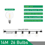 G40 LED Globe String Lights IP44 0.6W/Bulb 9m-26m Warm White 3000K AC 110V 220V Connectable