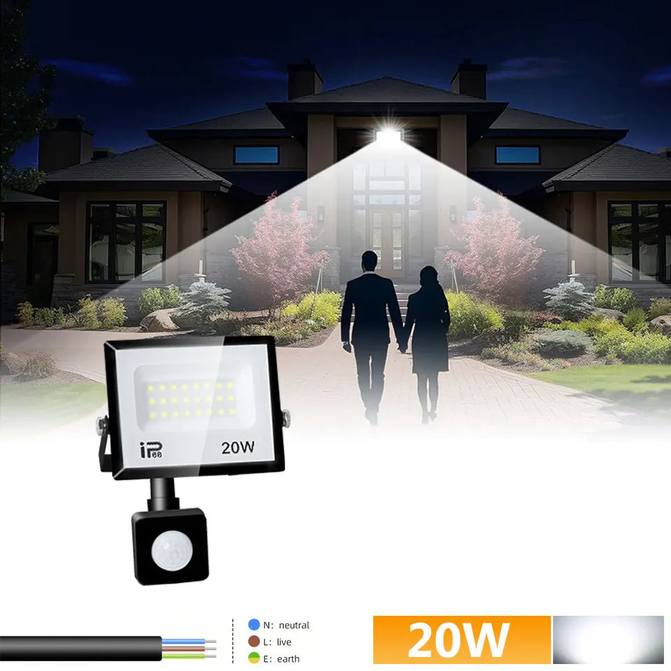 IP66 PIR Motion Sensor LED Flood Light 20W 30W 50W 70W 100W 150W 200W 300W Die Cast Aluminum 120 Degree AC 100-130V or 175-265V Garden