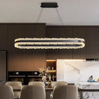 Modern Linear LED Strip Pendant Chandelier 90cm 110cm Ironware Acrylic Dimmable AC 90-240V