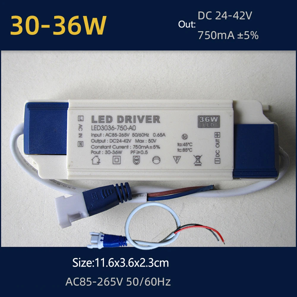 LED Driver Constant Current 20W 30W 36W 40W 50W DC 24-42V 500-1200mA AC 110-120V Input