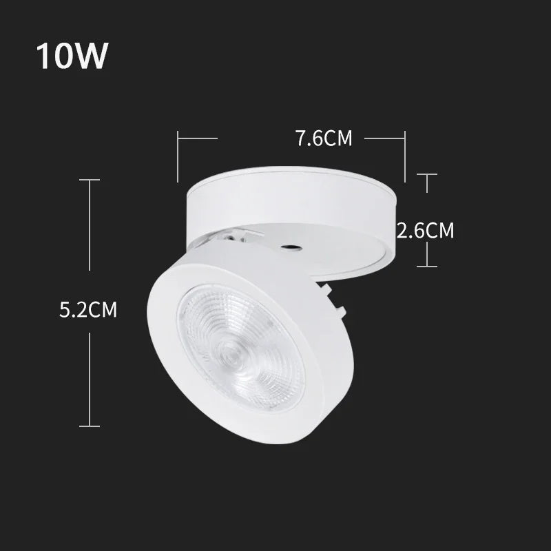 Foldable COB LED Surface Mounted Spotlight 7W 10W 15W Adjustable Brushed Nickel 85-265V