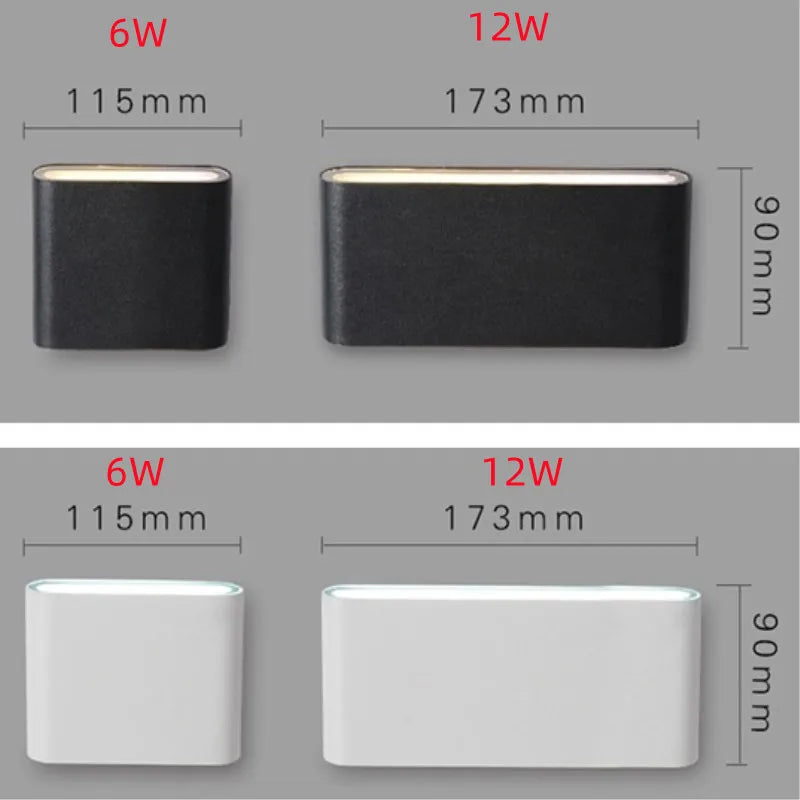 IP65 Waterproof LED Outdoor Wall Light 6W 12W Up Down Aluminum 85-265V Multi-Color
