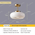 Vintage Glass LED Pendant Chandelier Gold Metal Single AC 90-260V Bedroom Dining Room