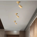 Japanese Minimalist Wood Cylinder LED Ceiling Spotlight Rotatable Surface Mount AC 90-260V