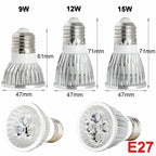9W 12W 15W Multi-Chip LED Spotlight GU10 E27 E14 MR16 CRI 80+ 45-60° AC 85-265V 3-Color