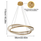 Luxury Ring LED Chandelier Pendant Light Stainless Steel Crystal Flush Mount Knob Dimmable Living Room Dining Room AC 90-260V