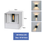 IP65 LED Wall Lamp 6W 12W Aluminum Clear Glass Up and Down AC 90-260V Indoor Outdoor Waterproof Black White Gray