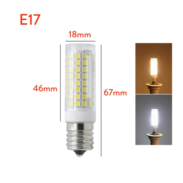 9W Dimmable LED Corn Bulb 102 SMD2835 850lm CRI 80+ 360° AC 110-220V G9 E12 E17 BA15D