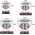 IP65 Waterproof COB LED Recessed Downlight 5W-35W 24° CRI 85+ 85-265V Bathroom Kitchen