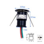 Mini 1W DC12V LED Recessed Spotlight IP65 D20mm 15mm Cutout PWM Dimmable 30° 120° Epistar