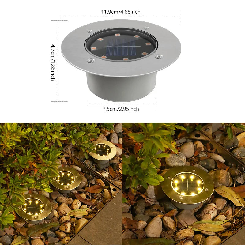 Solar LED Ground Light IP65 Waterproof Aviation Aluminum 5W Auto Dusk-to-Dawn Garden Path