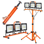 Rechargeable LED Camping Work Lantern Double Head Telescopic Tripod 33-70in 2 USB SOS IP65