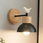 Nordic Wood Iron LED Wall Sconce E26 Single Head 40W Max Downlight AC 90-260V 15 x 19cm Bedroom Living Room Black White Bird Style