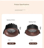 Wood Grain COB LED Recessed Downlight 7W 10W 12W 15W 18W Aluminum CRI 97 120 lm/W Touch Switch Dimmable AC 100-240V Ceiling Spot