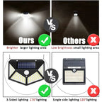 Solar LED Outdoor Wall Light 100 LED PIR Motion Sensor IP65 Waterproof 4-Mode Garden