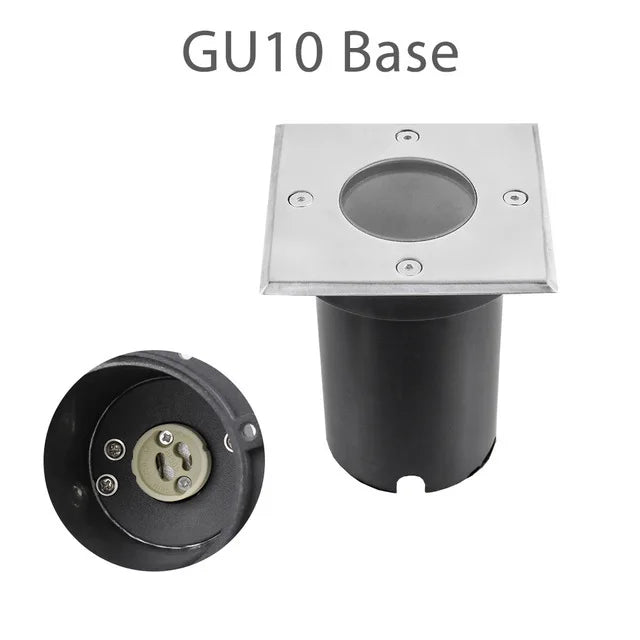IP67 LED In-Ground Buried Light GU10 AC 85-265V MR16 DC 12V Square Round Stainless Steel