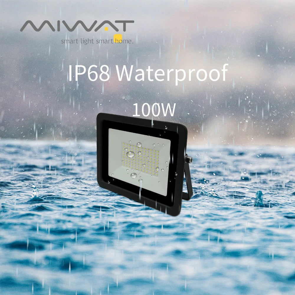 LED Flood Light 10W 20W 30W 50W 100W IP68 120° AC 110-240V Die-Cast Aluminum Black Shell