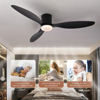 52-Inch Low Profile LED Ceiling Fan Remote Dimmable AC 120-240V Indoor Covered Outdoor