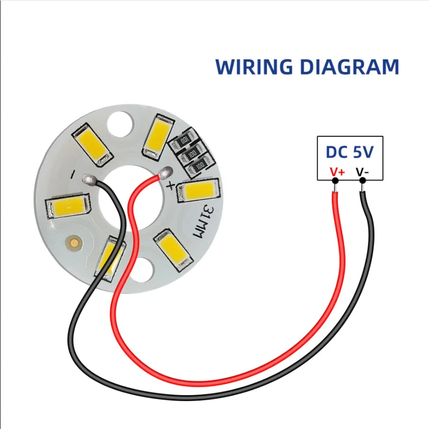 SMD5730 LED Chip Board 3W 5W 10W 30W DC 5V 20cm Wire DIY Bulb Replacement Board