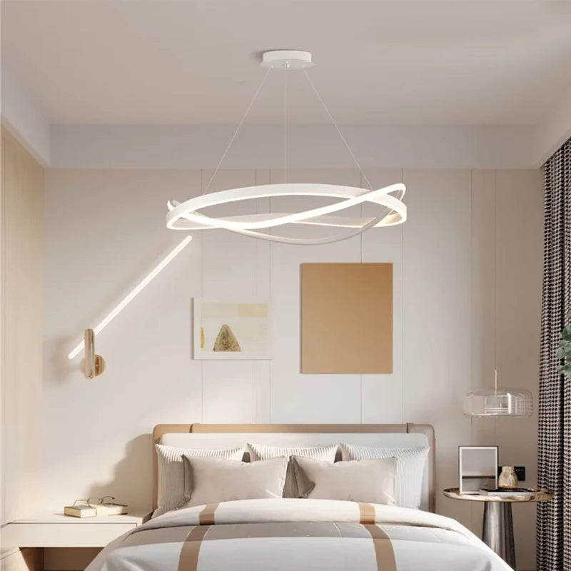 Modern Circular LED Ring Pendant Chandelier 60cm 80cm 100cm 72-144W Dimmable AC 90-265V