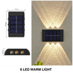 Solar LED Wall Lamp IP65 Waterproof Up and Down Light ABS PC Polycrystalline Panel Auto Dusk to Dawn Garden Yard Balcony