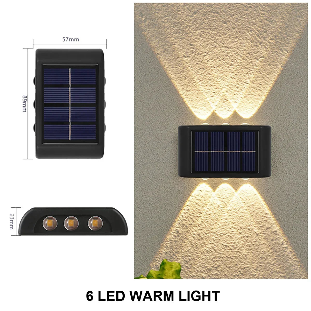 Solar LED Wall Lamp IP65 Waterproof Up and Down Light ABS PC Polycrystalline Panel Auto Dusk to Dawn Garden Yard Balcony