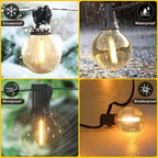 G40 LED Outdoor String Lights IP44 Dimmable 0.6W Warm White Connectable 9m 14m 26m