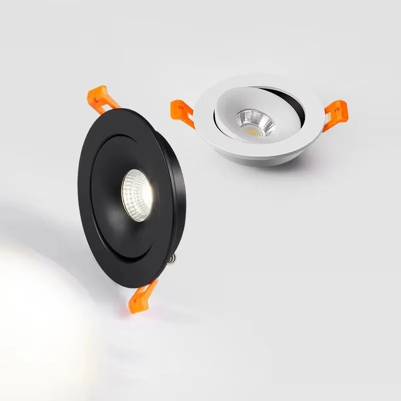 Dimmable Epistar COB LED Recessed Downlight 7W-24W CRI 92+ 120-130lm/W 360° Black White