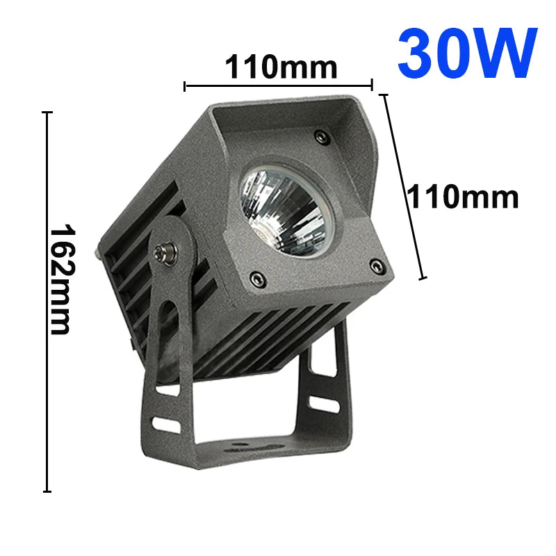 IP65 COB LED Flood Light 15W 20W 30W 40W CRI 92 Brushed Aluminum AC 85-260V or DC 24V Warm White Cool White Outdoor Landscape Spotlight