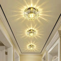 Crystal G4 LED Flush Mount Ceiling Light 5W 10cm Round Chrome Metal Embedded AC 85-250V Corridor Porch Balcony Bedroom