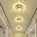 Crystal G4 LED Flush Mount Ceiling Light 5W 10cm Round Chrome Metal Embedded AC 85-250V Corridor Porch Balcony Bedroom