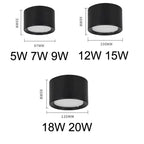 Dimmable Surface-Mount LED Downlight 5W 7W 9W 12W 15W 18W 20W CRI 85+ 120° AC 110-240V