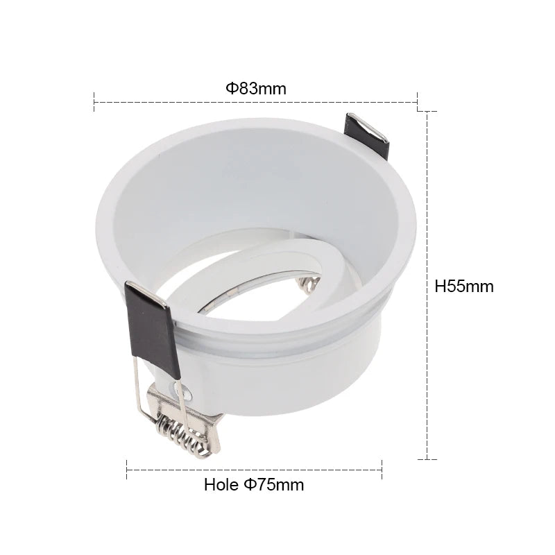 GU10 MR16 Recessed Downlight Mounting Frame Socket 83mm Cover 75mm Cutout White Black
