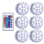 IP68 Submersible LED Pool Light 10 LED RGB 16 Colors Remote Control Battery Powered 2.4W Vase Fish Tank Pond Party 7x7x2.8cm