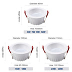 Recessed Anti-Glare LED Downlight 5W 7W 9W 12W 15W 18W 24W 30W Aluminum Dimmable CRI 90 IP42 AC 85-265V Ceiling Spot Driver Included