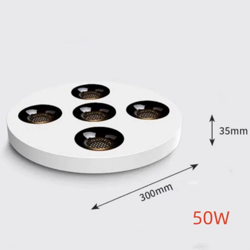 Ultra Thin COB LED Surface Mounted Ceiling Spotlight 10W 30W 50W 60W CRI 93 24 Degree Anti Glare Dimmable Knob Switch AC 85-265V Black White
