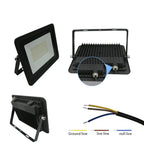 LED Flood Light 10W 20W 30W 50W 100W IP68 120° AC 110-240V Die-Cast Aluminum Black Shell
