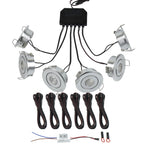 6-Pack 3W COB Mini LED Downlight Kit Dimmable 40-45mm Cutout 4m Cable AC 86-265V Remote