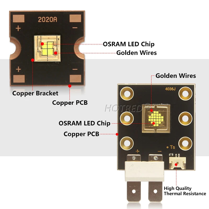 OSRAM High-Power LED Chip 40W 60W 80W 150W 200W 300W 400W Cold White 7000-9000K Copper