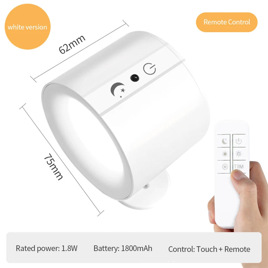 Magnetic Rechargeable LED Wall Sconce 1.8W 1200mAh USB 3-CCT Dual Head 360° Wireless