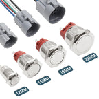 IP65 Waterproof Metal Push Button Switch 12mm 16mm 19mm 22mm 3A Copper LED Indicator 12V 24V Momentary Flat Circular Panel Mount