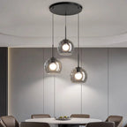 Modern Glass Ironware Pendant Chandelier 3-4 Heads 30-40W Dimmable Remote AC 90-265V