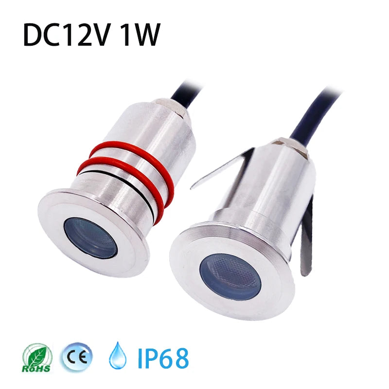 1W IP68 LED Underground Spotlight 304 Stainless Steel D32mm 25mm Cutout 30° CRI 90 DC 12-24V