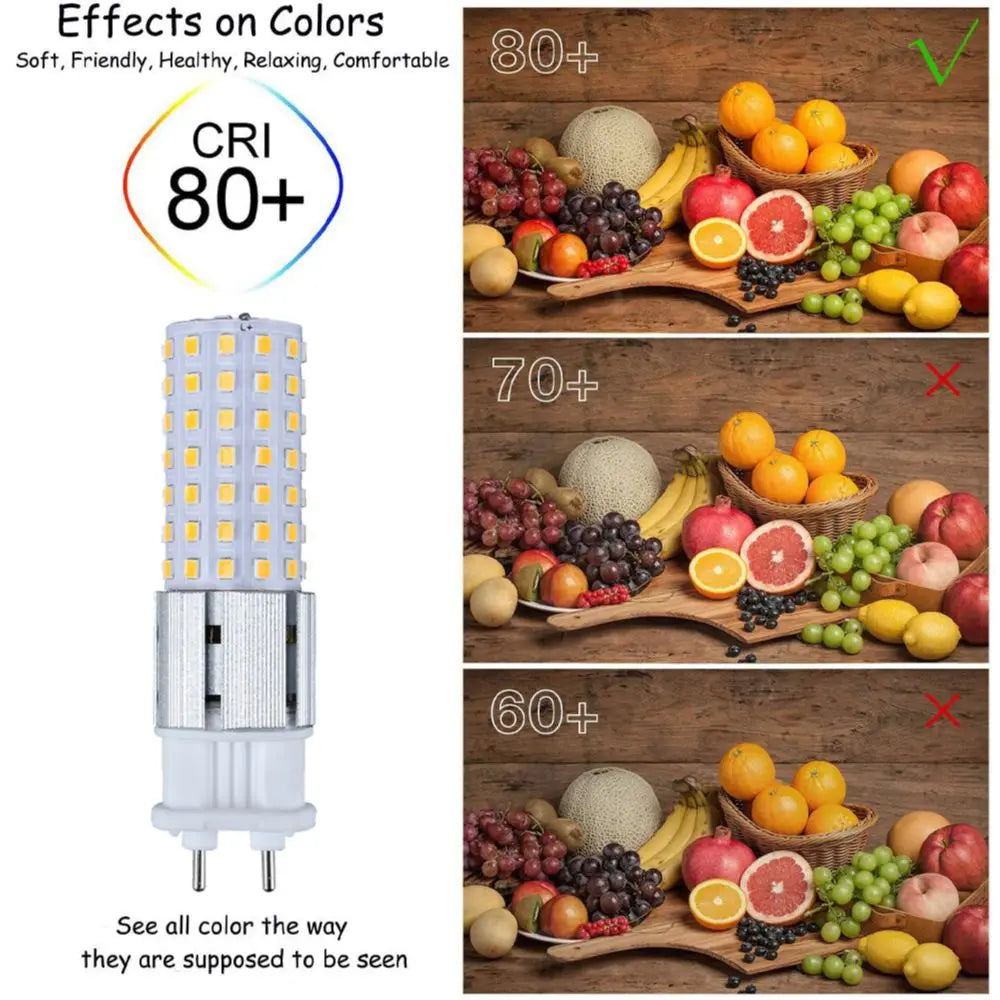 G12 LED Corn Bulb 15W 96-SMD2835 360° CRI 80+ No Flicker AC 85-265V Warm Cool White A+